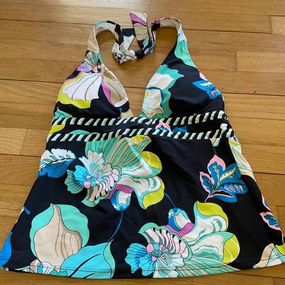 NWT Trina Turk Floral Print Halter Tankini Top - Picture 3 of 8